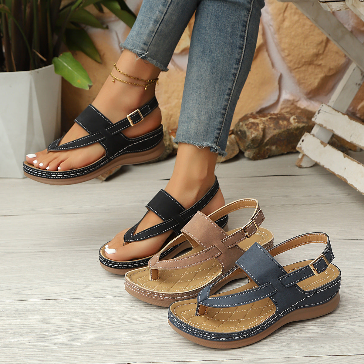Sandales Confort Élégantes à Bride en V – Style Estival Moderne
