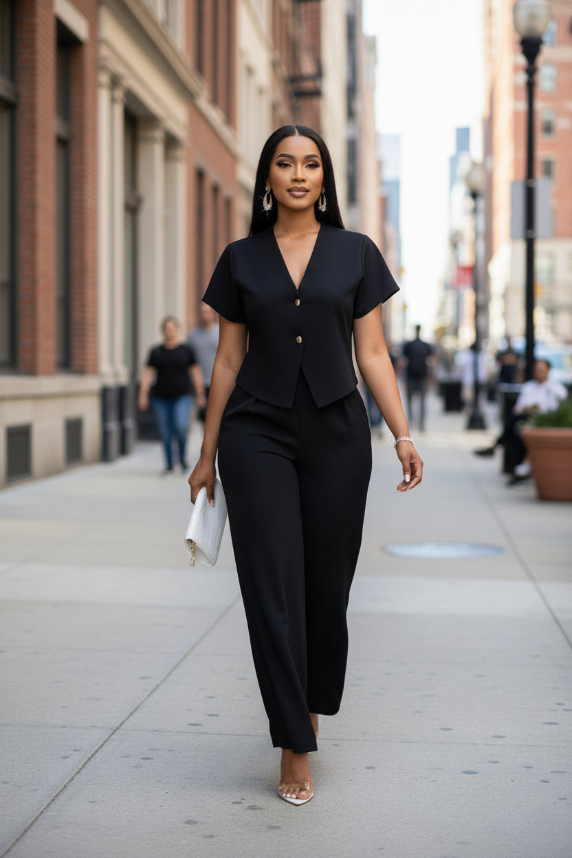 Ensemble Cardigan Asymétrique
