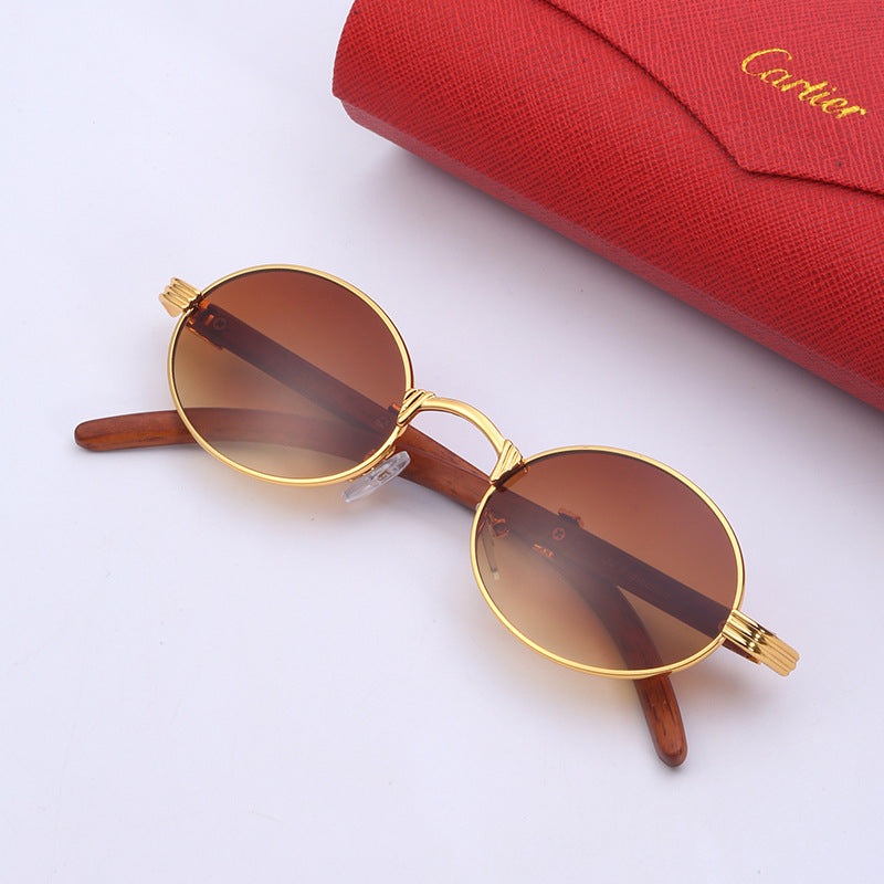 Lunettes de soleil rondes en bois avec film coloré