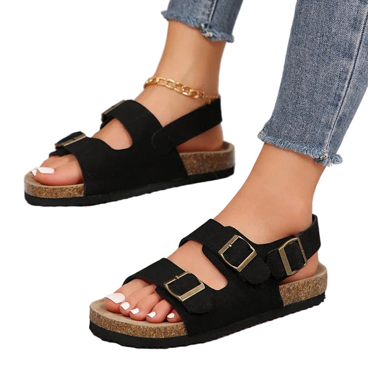 Sandales Femme en Liège Style Coréen – Confort Été & Design Chic