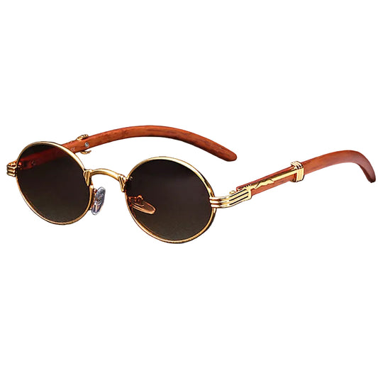 Lunettes de soleil rondes en bois avec film coloré