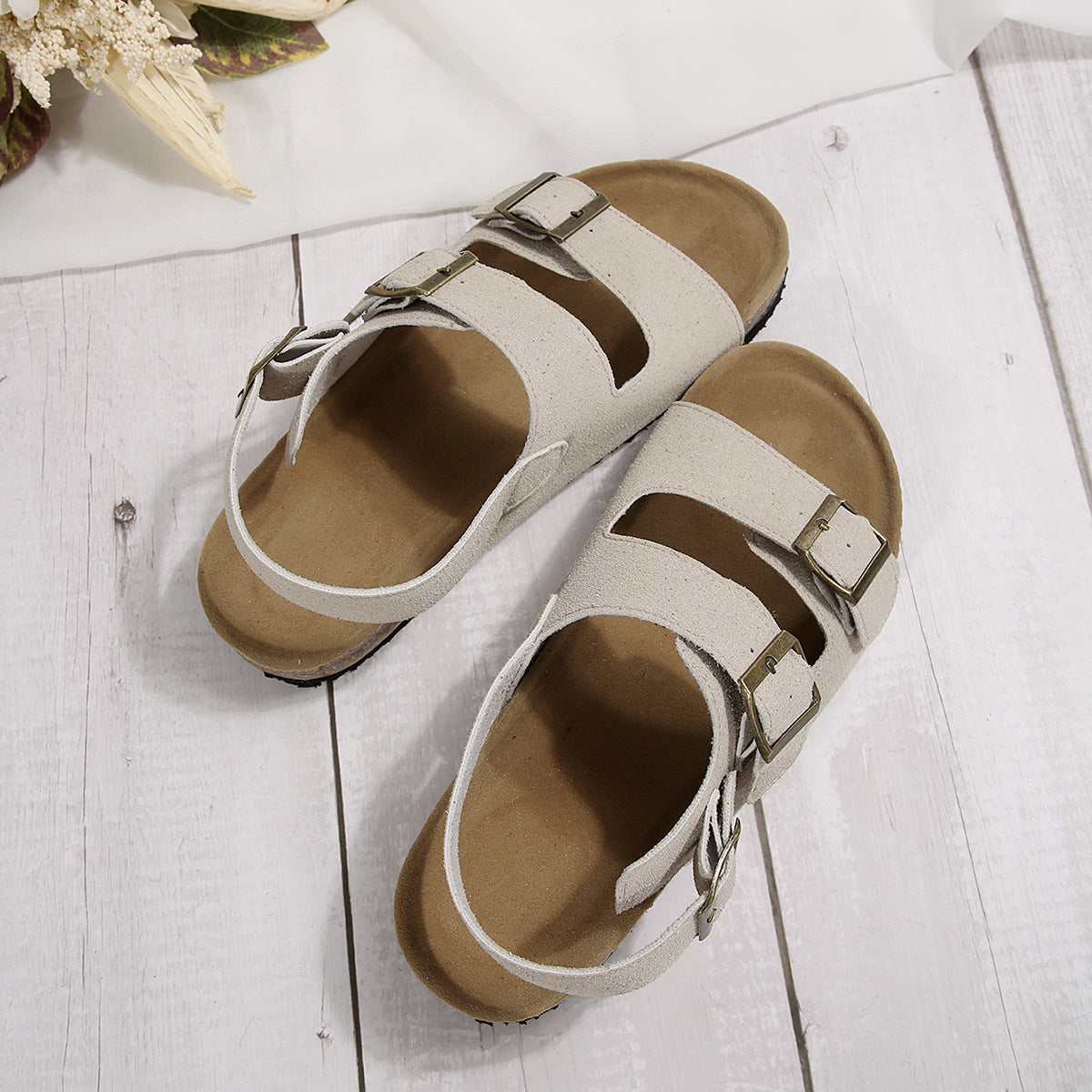 Sandales Femme en Liège Style Coréen – Confort Été & Design Chic